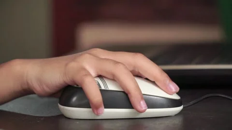 Young child using computer mouse. Digital learning, kids technology, and online Stock Footage 331461507