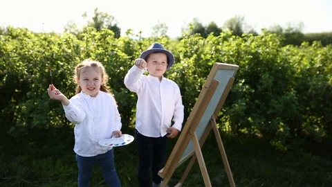 Young children in a field Stock Footage 108294639