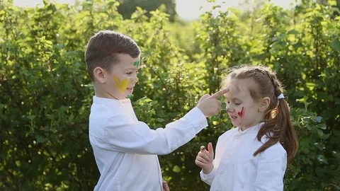 Young children in a field Stock Footage 108307342
