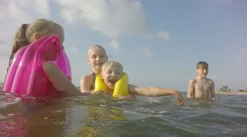 Young children having fun. Slow motion. Video stock 64751794