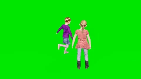 Young children interacting and talking set on a 3d animated green screen Stock Footage 329596958