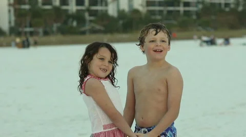 Young children making cute faces Stock Footage 1003249