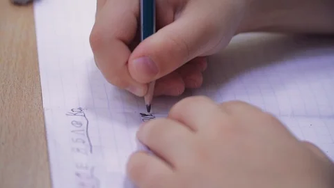 Young children write Russian words in notebooks Stock Footage 111814269