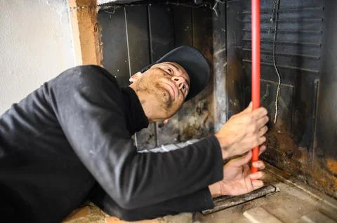 Young chimney sweep at work 写真素材