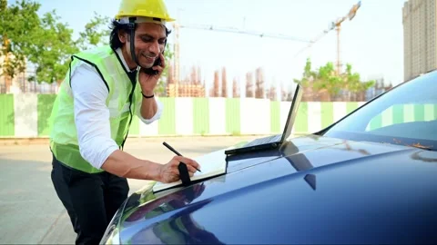 Young civil engineer multitask at site Stock Footage 277036098