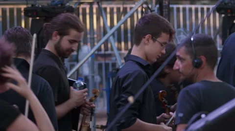 Young classical musicians backstage entering stage,concert starts. Stock Footage 54465554