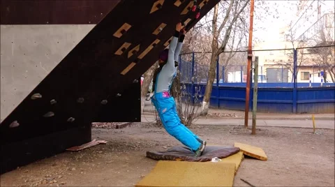 Young climber preparing for climbing the mountain. Motivation. Success. Stock Footage 69030698