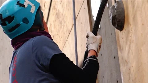 Young climber training to climb the mountain. Motivation. Stock Footage 69029102