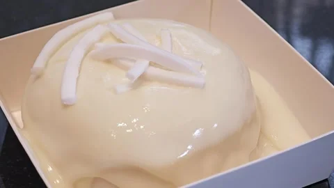 Young coconut cake, soft and smooth. Stock Footage 307593550