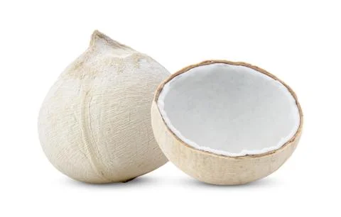 Young coconut nuts on white background. Full depth of field Stock Photos
