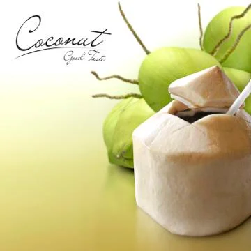 Young coconut on solid background Stock Photos