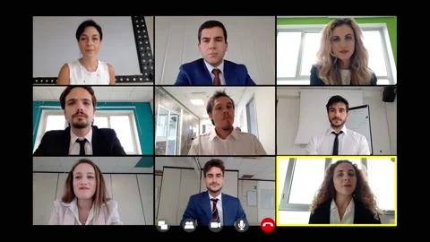 Young colleagues connected on video call from different company locations Stock Footage 140681069