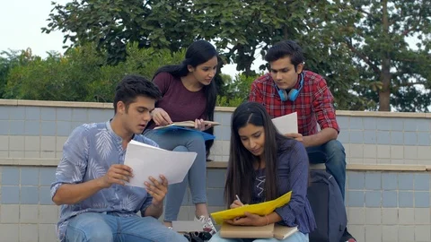 Young college students preparing for their final semester exams - education c... Stock Footage 125233724