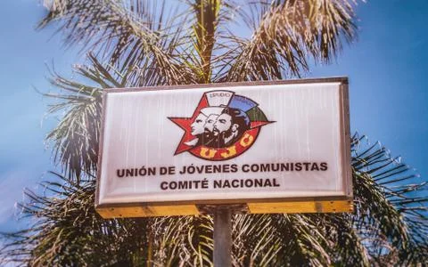 Young Communist League Sign Havana Cuba Stock Photos