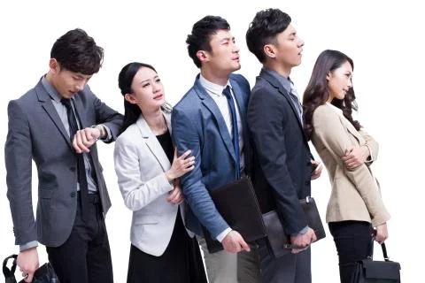 Young commuters waiting in line Stock Photos