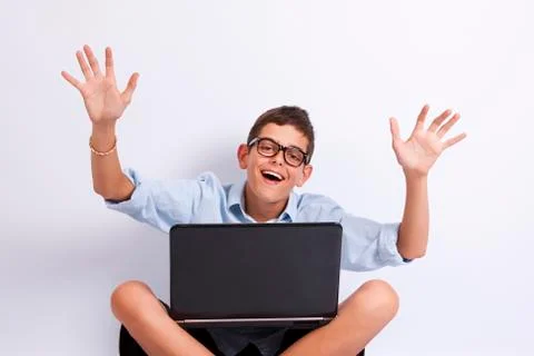 Young computer with computer Stock Photos
