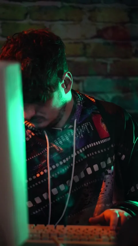 Young Computer Guy Inserting CD Into CR-Rom on Old Desktop Computer From Stock Footage 303405732