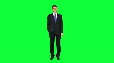 Young Confident Caucasian Businessman Green Screen Stock Footage
