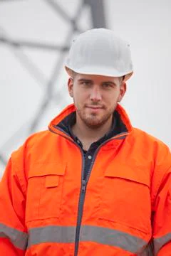 Young confident engineer or architect looking at camera on a construction sit Stock Photos