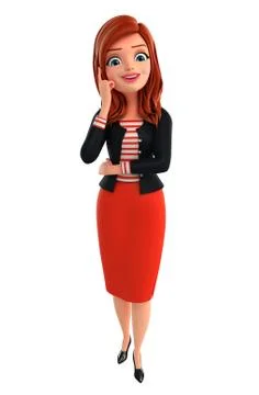 Young corporate lady is thinking Stock Illustration