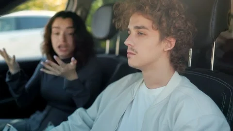 Young Couple Arguing Inside Car, Angry Girlfriend Yelling at Boyfriend Stock Footage 316455979