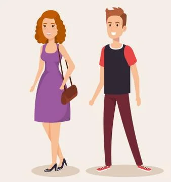 Young couple avatars characters Illustration