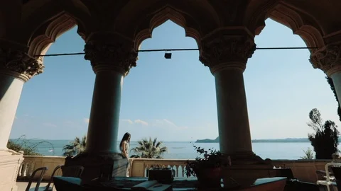 Young Couple On The Balcony Of The Castle. Stock-Footage 108014682