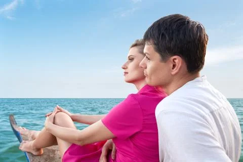 Young couple at beach Stock Photos
