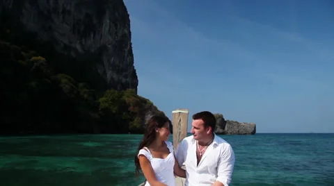 Young couple on a boat Stock Footage 38298624