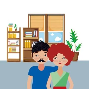 Young couple cartoon Ilustración de archivo