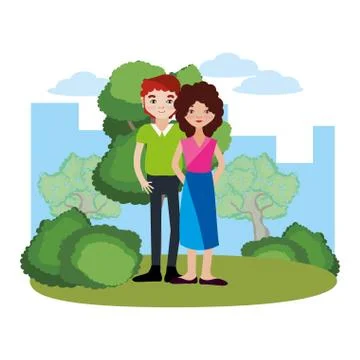 Young couple cartoon Ilustración de archivo