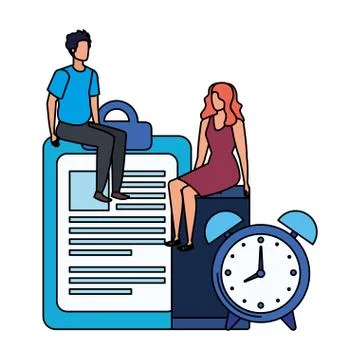 Young couple with checklist characters Stock Illustration