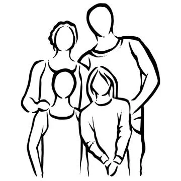 A young couple with children Illustrazione stock