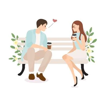 Young couple confession while having coffee wedding or valentines day concept Stock Illustration