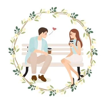 Young couple confession while having coffee wedding or valentines day concept Stock Illustration
