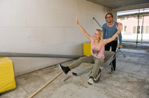 Young couple on construction site Stock Photos