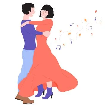 Young couple is dancing in a dance. Stockillustratie