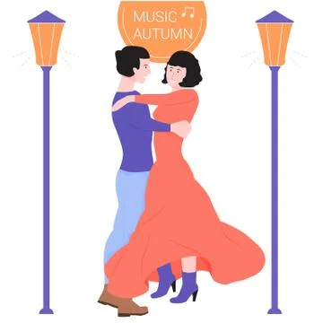 Young couple is dancing in a dance. イラスト素材