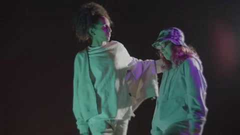 Young couple dancing energetic modern freestyle dance Stock-Footage 232424964