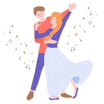 A young couple is dancing. Ilustração Stock