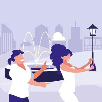 Young couple dancing in the park characters Ilustração Stock