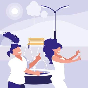 Young couple dancing in the park characters Ilustração Stock
