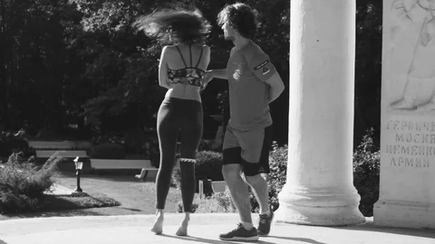 Young couple dancing on the square 動画素材 79425132