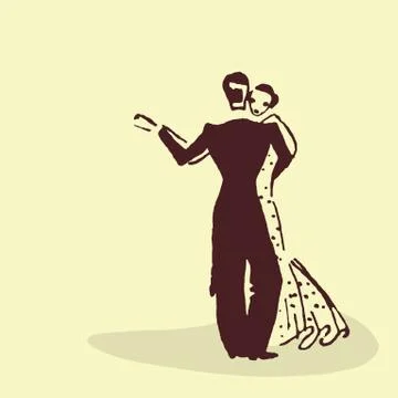 Young couple dancing the waltz Stock Illustration