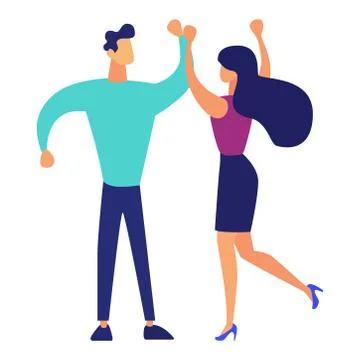 Young couple dancing on a white background. Vector illustration. Stock Illustration