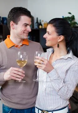 Young couple drinking vine Stock Photos