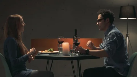 Young couple drinks red wine Stock Footage 85973510