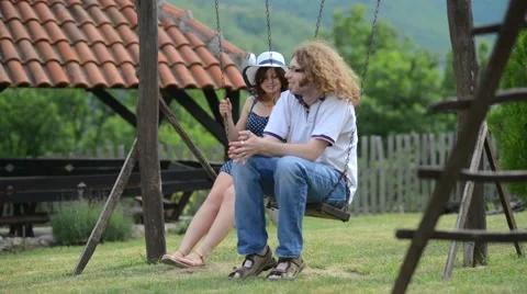 Young couple enjoy on swing Video stock 56017724