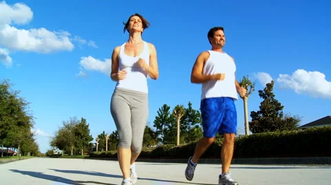 Young Couple Enjoying Jogging Exercise Stock Footage 4482247