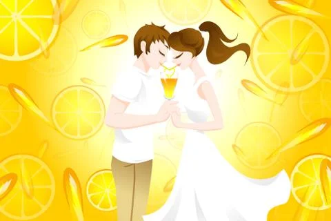 Young couple enjoying lemonade Stock Illustration